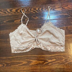 garage tan tie front lace trim cami